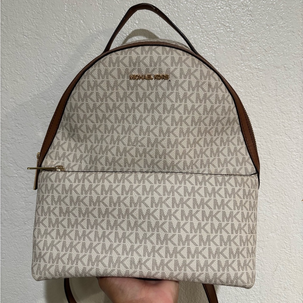Michael Kors Beige and Brown Backpack